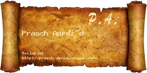 Prasch Apród névjegykártya